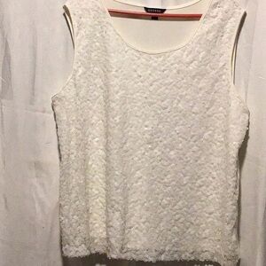 George White Embellished Sleeveless Tank Top